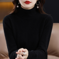 Emmie | Women's Black Cashmere Turtleneck Jumper