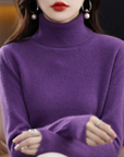 Women's black cashmere turtleneck jumper