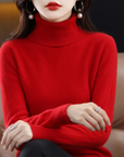 Women's black cashmere turtleneck jumper