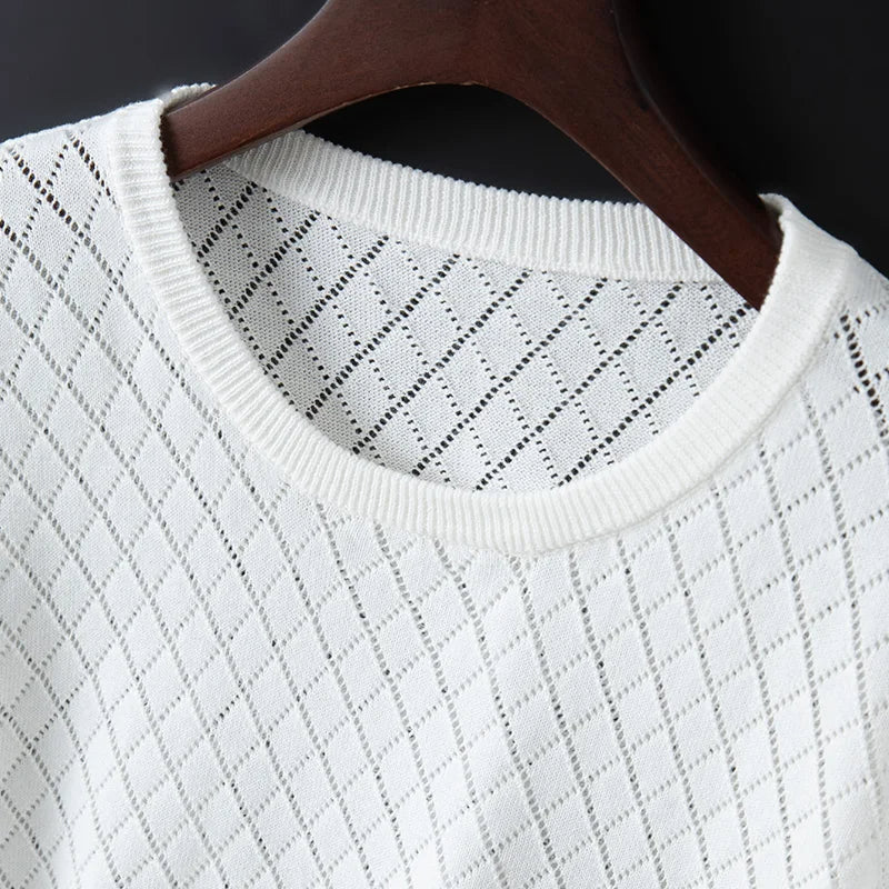 Men’s white men's knitted cotton t-shirt