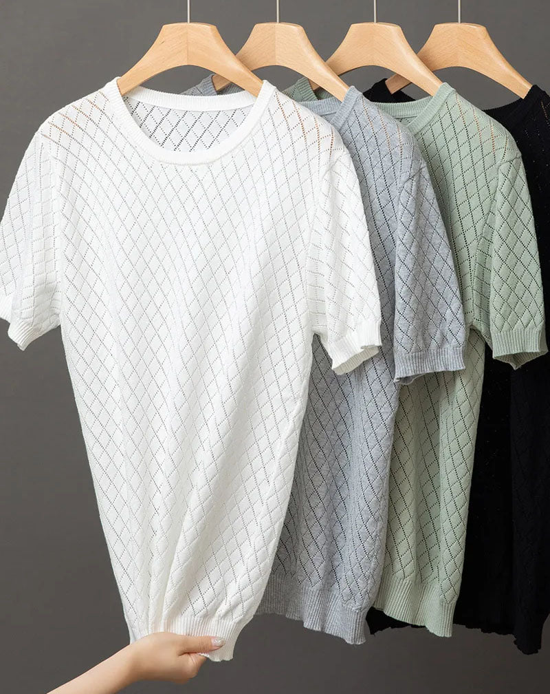 Men’s white men's knitted cotton t-shirt