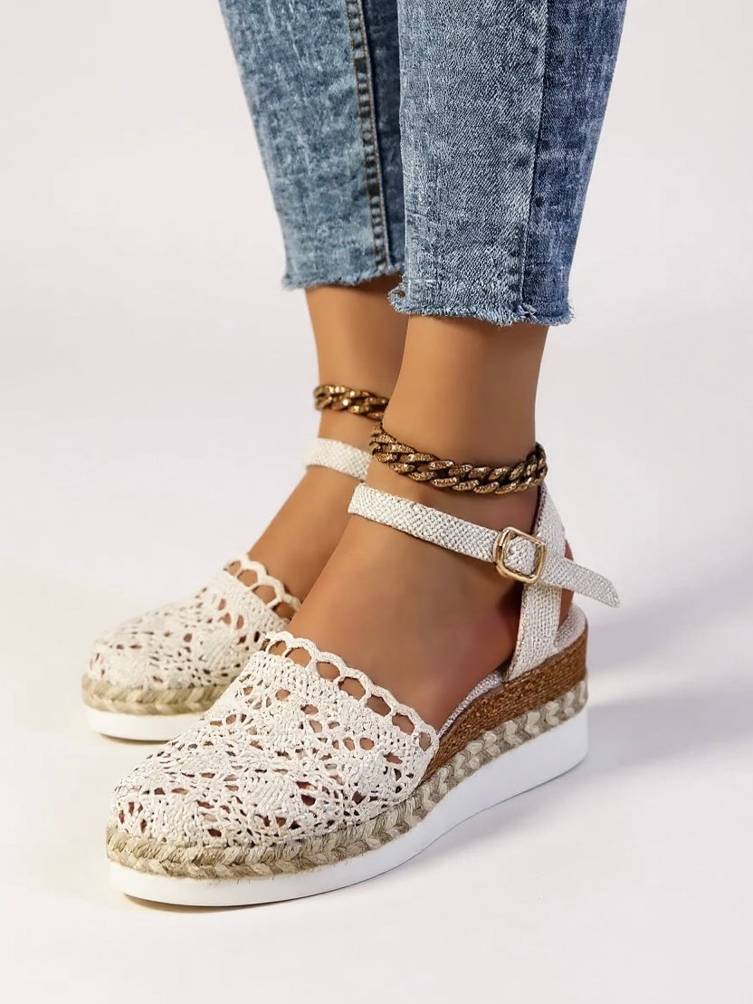 Espadrille Wedge Sandals With Ankle Strap 0