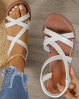 Flat Sandals Criss-Cross Design Textured Sole Vintage Style Casual Wear 0