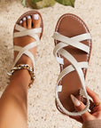 Flat Sandals Criss-Cross Design Textured Sole Vintage Style Casual Wear 1
