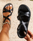 Flat Sandals Criss-Cross Design Textured Sole Vintage Style Casual Wear 5