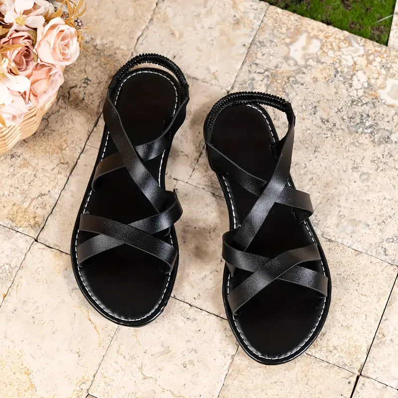 Flat Sandals Criss-Cross Design Textured Sole Vintage Style Casual Wear 8