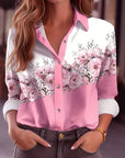 Floral Blouse Long Sleeve Button-Down Top 0
