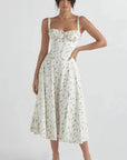 Floral Bustier Summer Dress With Side Slit 0