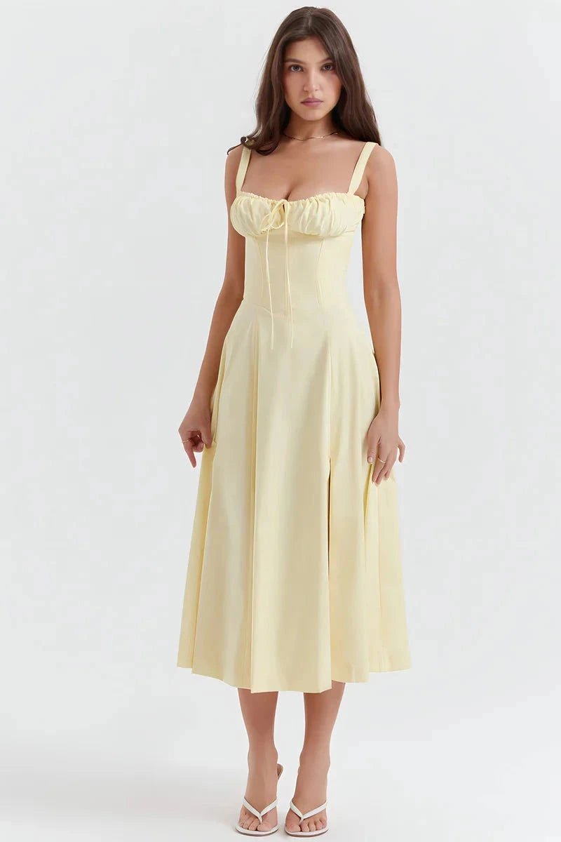 Floral Bustier Summer Dress With Side Slit 10