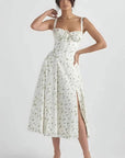 Floral Bustier Summer Dress With Side Slit 1