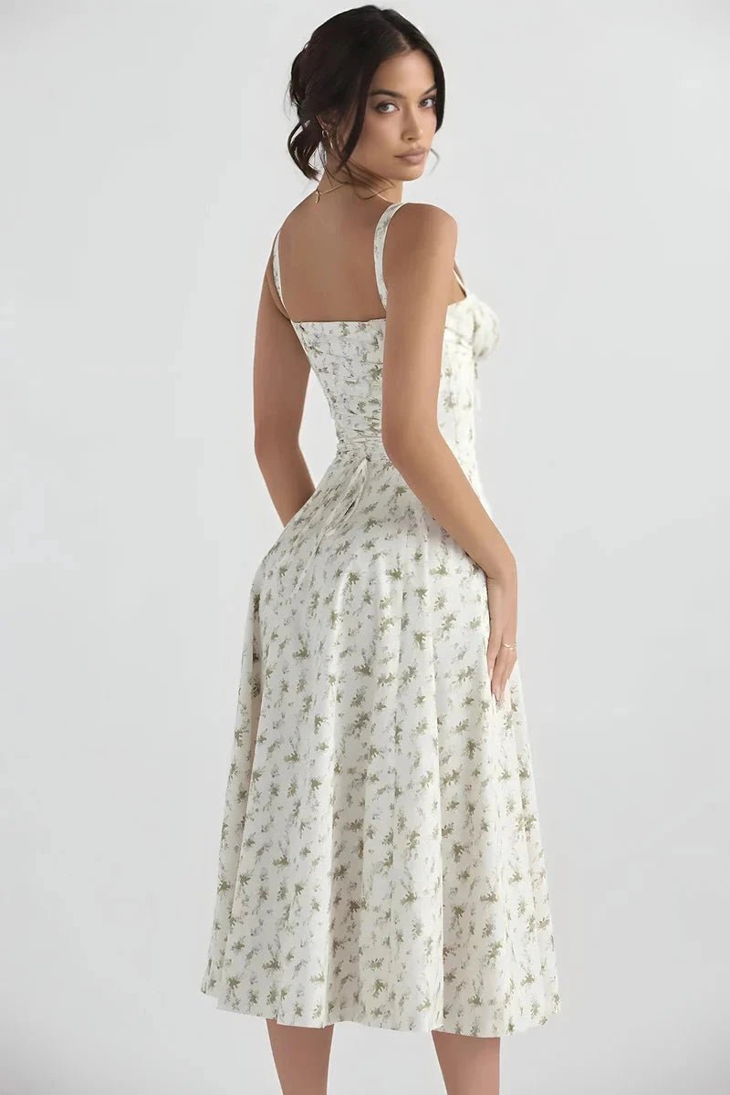 Floral Bustier Summer Dress With Side Slit 2