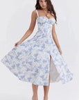 Floral Bustier Summer Dress With Side Slit 9
