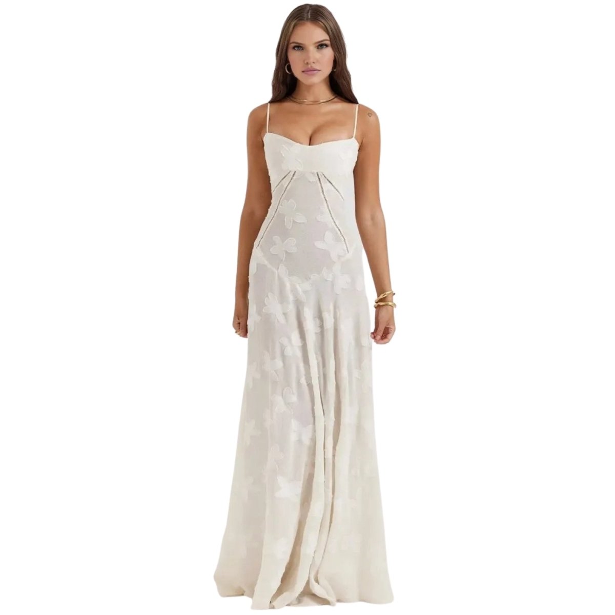 Floral Jacquard Structured Bustier Gown 0