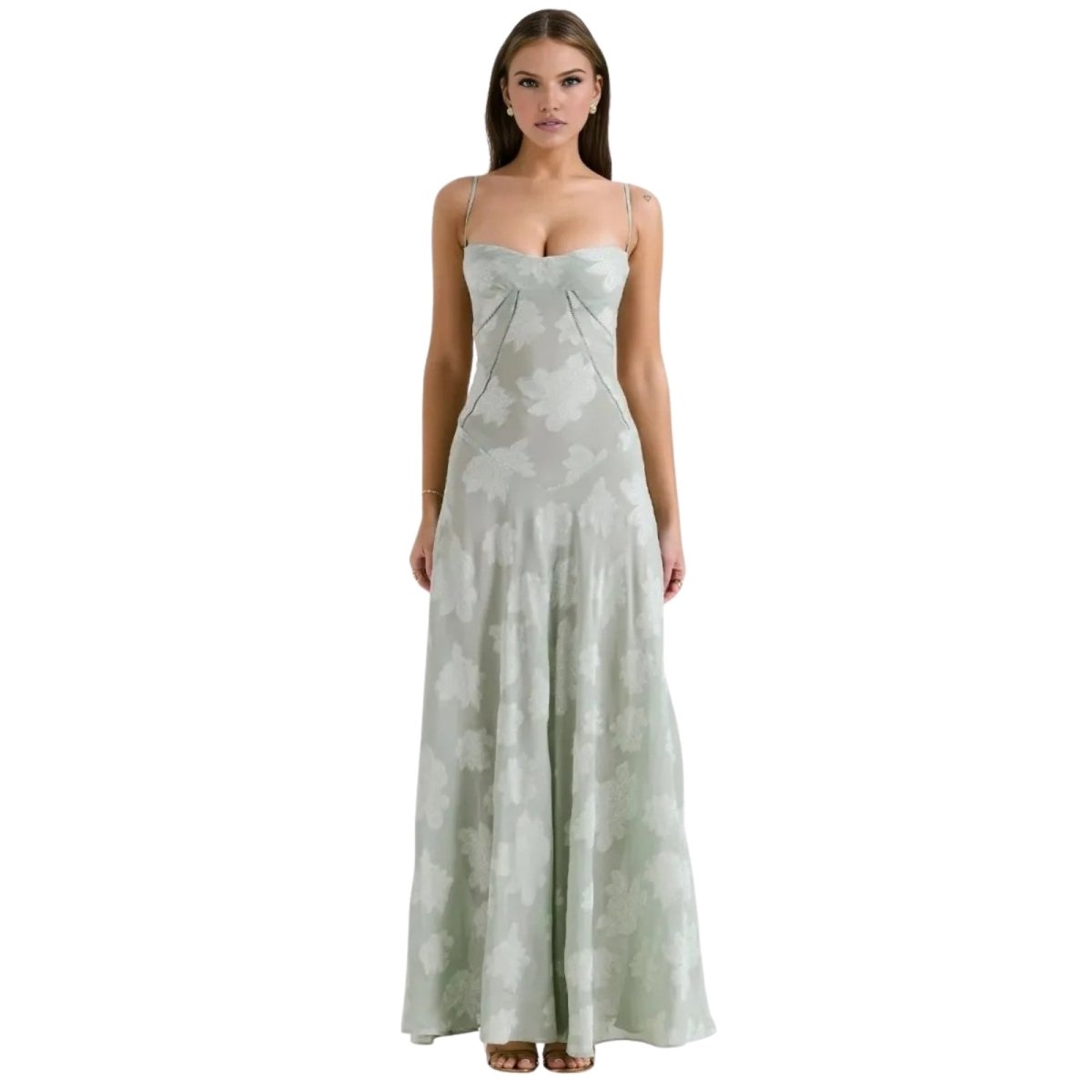 Floral Jacquard Structured Bustier Gown 11