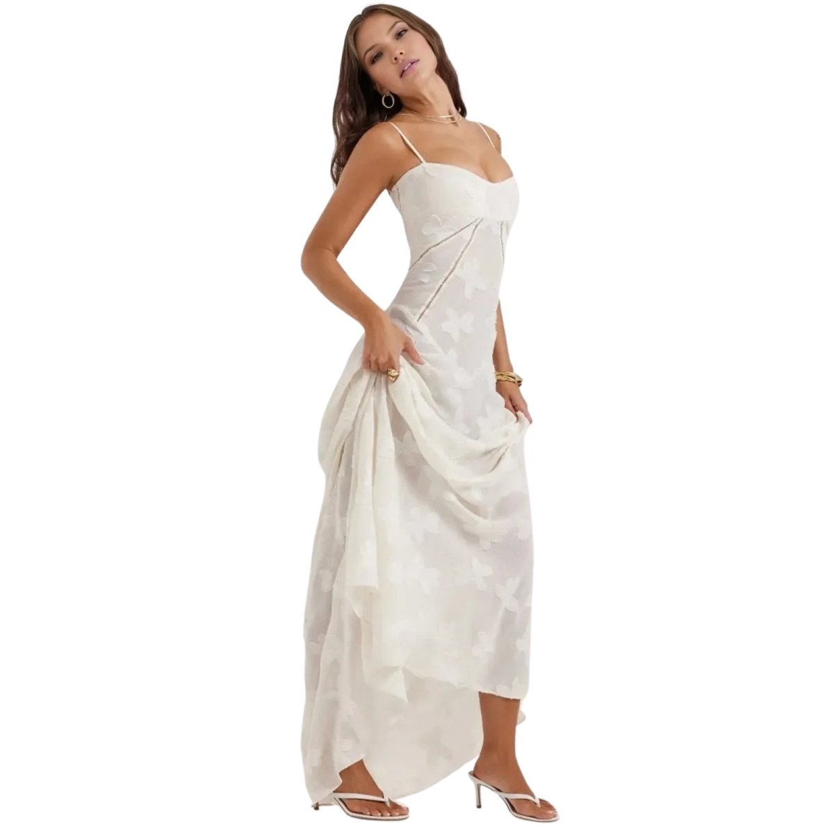 Floral Jacquard Structured Bustier Gown 2