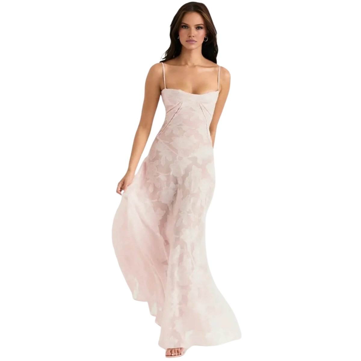 Floral Jacquard Structured Bustier Gown 8