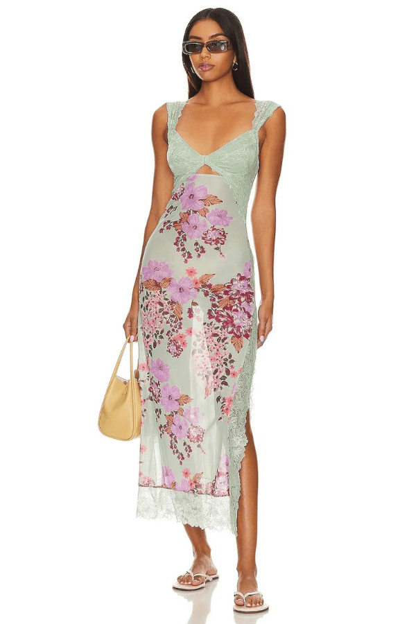 Floral Lace Sheath Dress With Side Slit 12