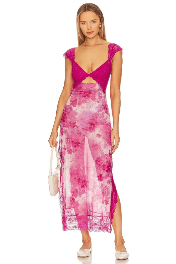 Floral Lace Sheath Dress With Side Slit 13