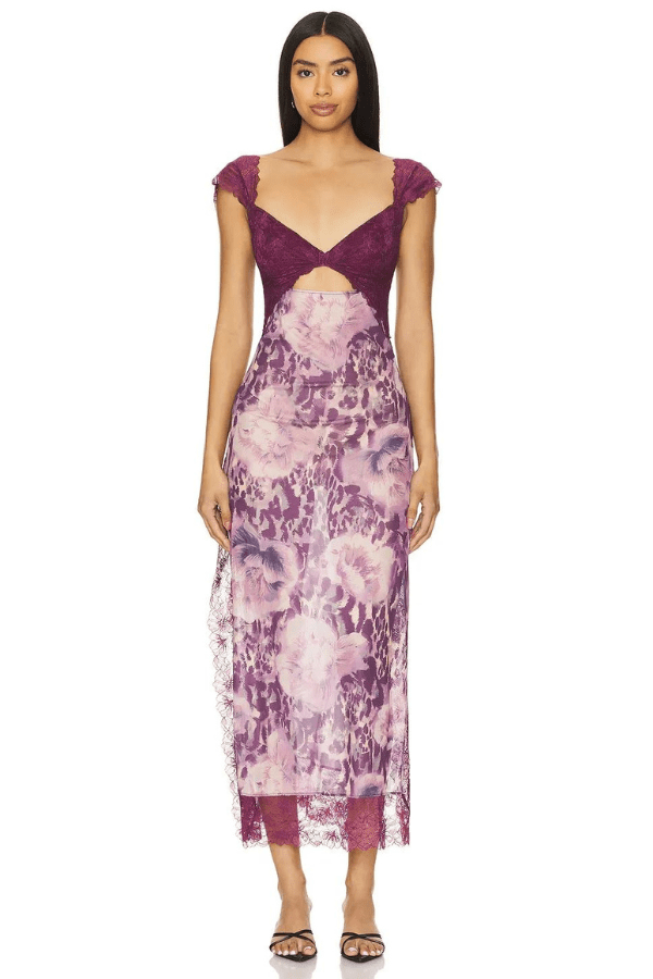 Floral Lace Sheath Dress With Side Slit 16