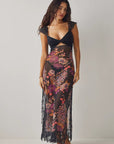 Floral Lace Sheath Dress With Side Slit 1