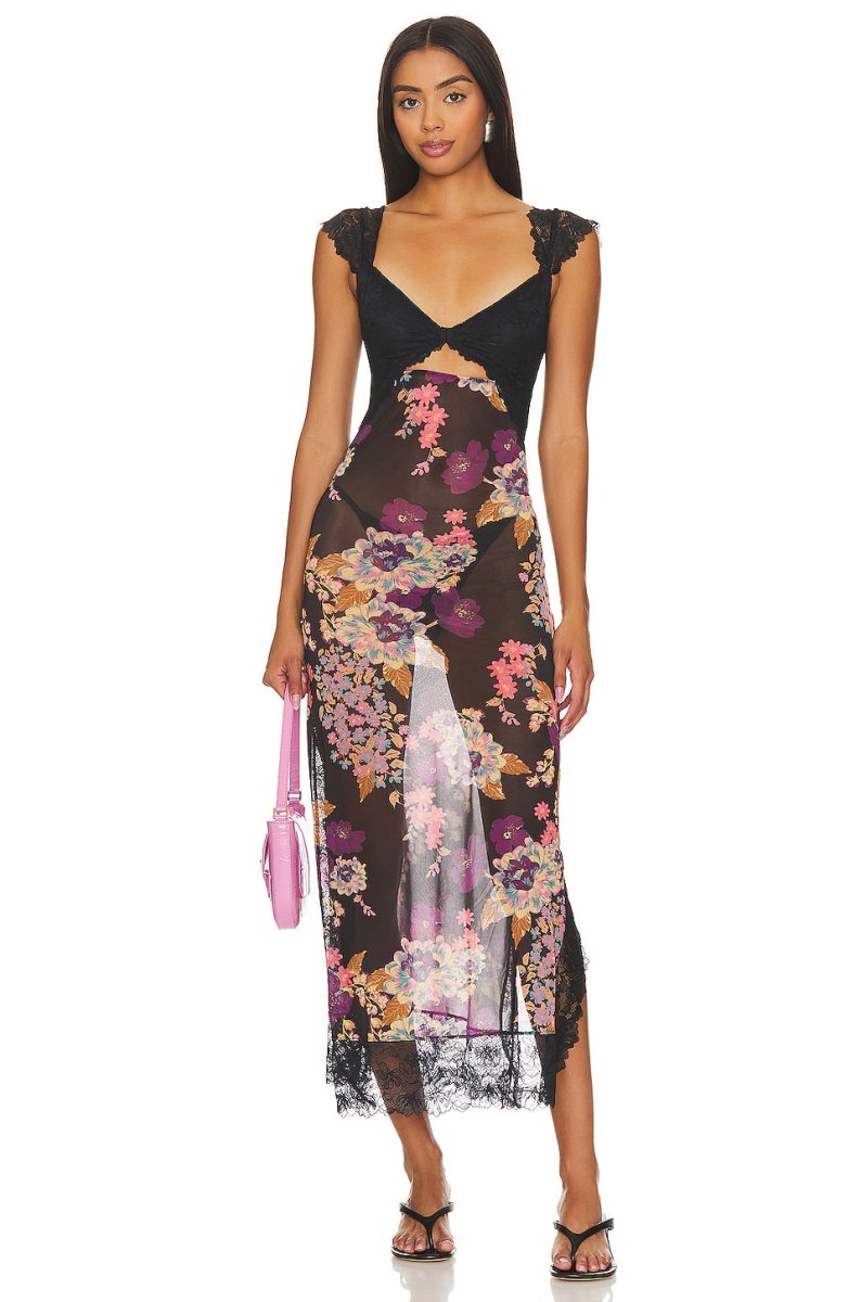 Floral Lace Sheath Dress With Side Slit 5
