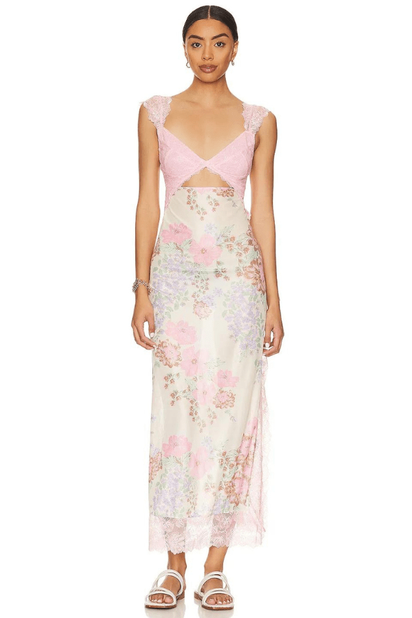 Floral Lace Sheath Dress With Side Slit 8