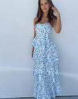Floral Maxi Dress With Ruffle Skirt And Adjustable Straps 1