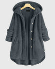 Women's white hooded zip-up fleece jacket