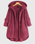 Women's white hooded zip-up fleece jacket