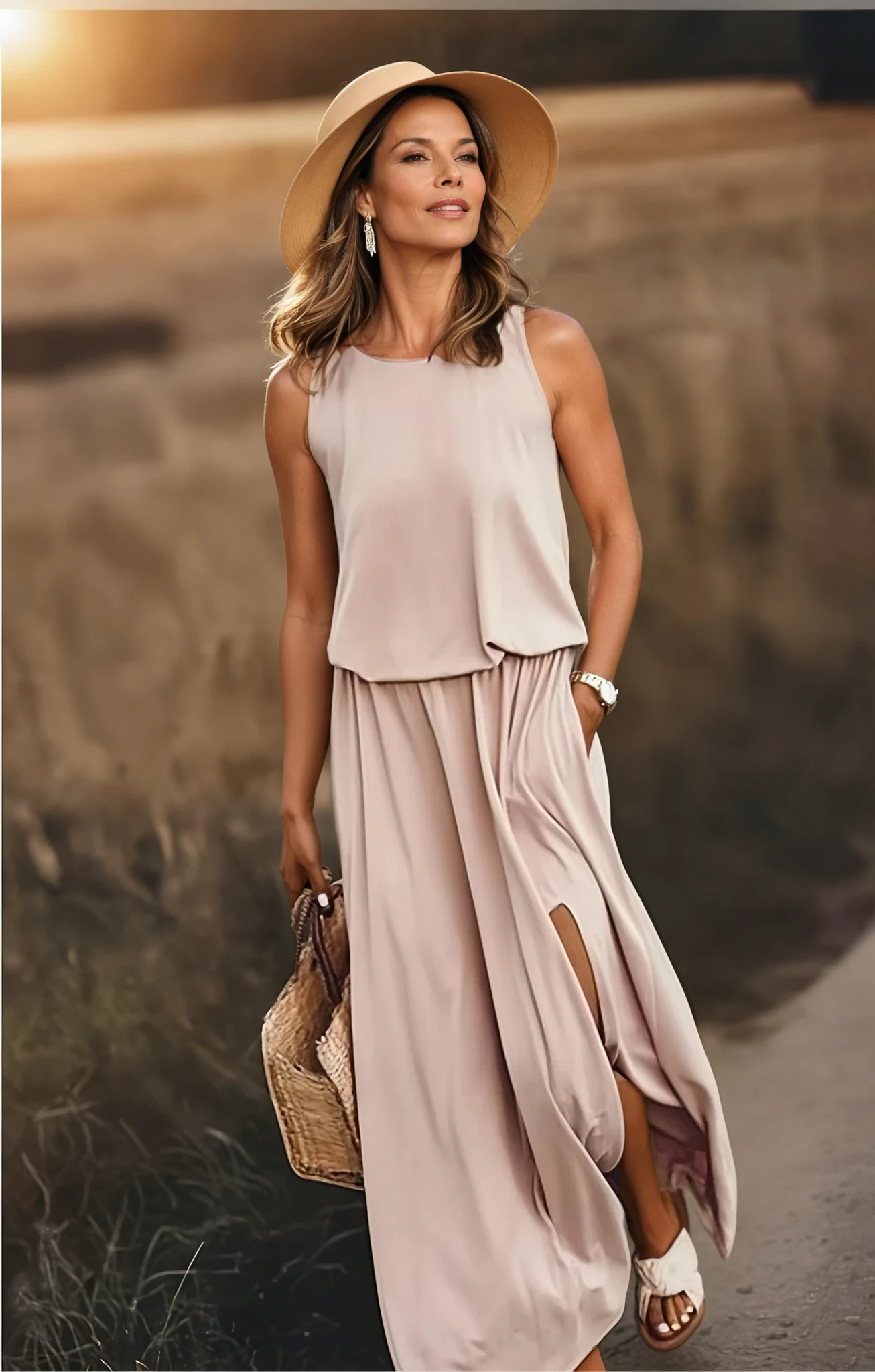 Fresh Maxi Dress For Women With Round Neck 3