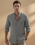 Fresh Men's Shirt Long Sleeve Stand-Up Collar 10