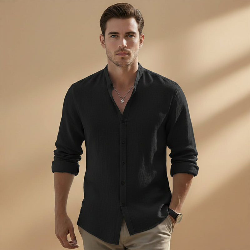 Fresh Men's Shirt Long Sleeve Stand-Up Collar 7