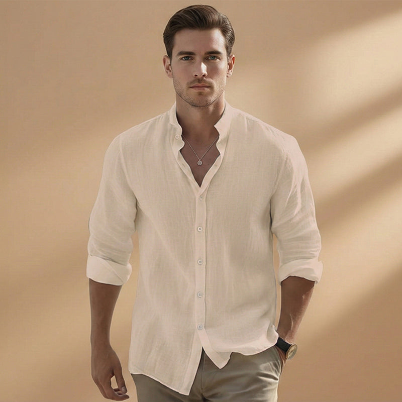 Fresh Men's Shirt Long Sleeve Stand-Up Collar 8