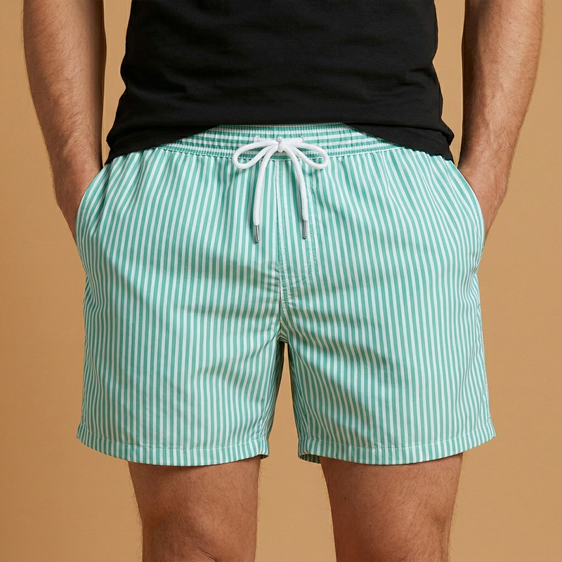 Fresh Men's Swim Trunks With Striped Design 0