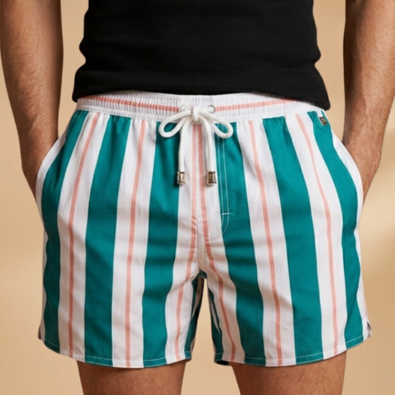 Fresh Mens Swim Trunks with Striped Design 0