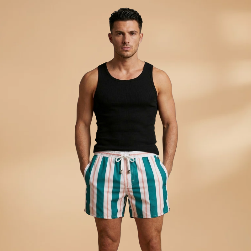 Fresh Mens Swim Trunks with Striped Design 2