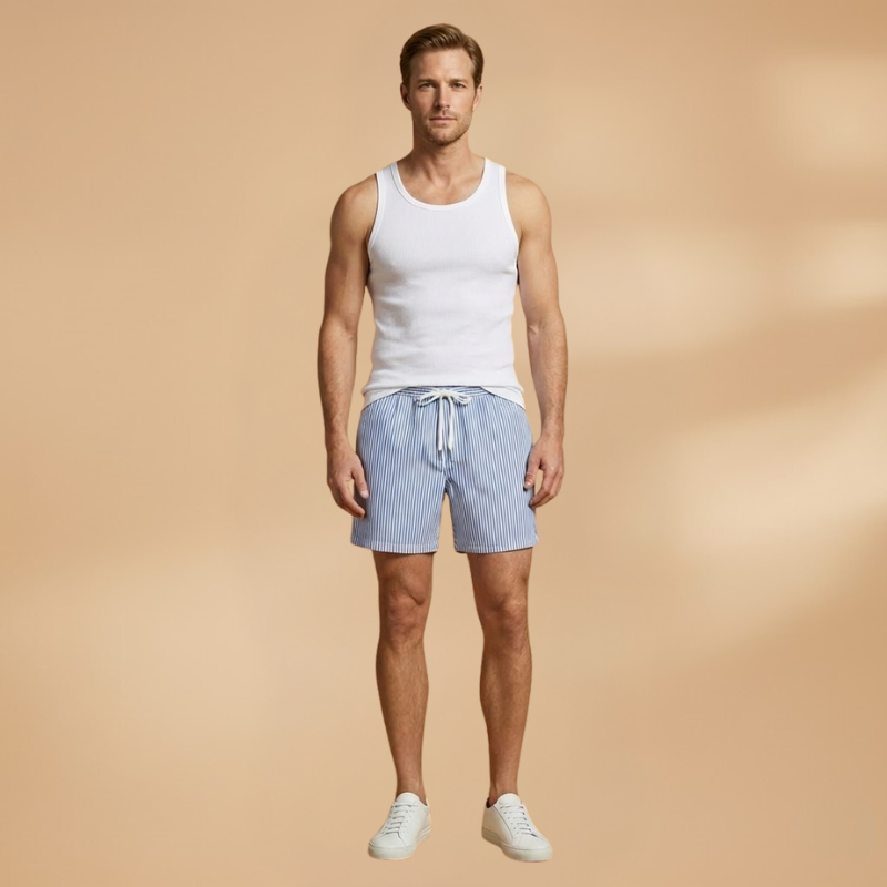 Fresh Striped Board Shorts for Men with Pockets 2