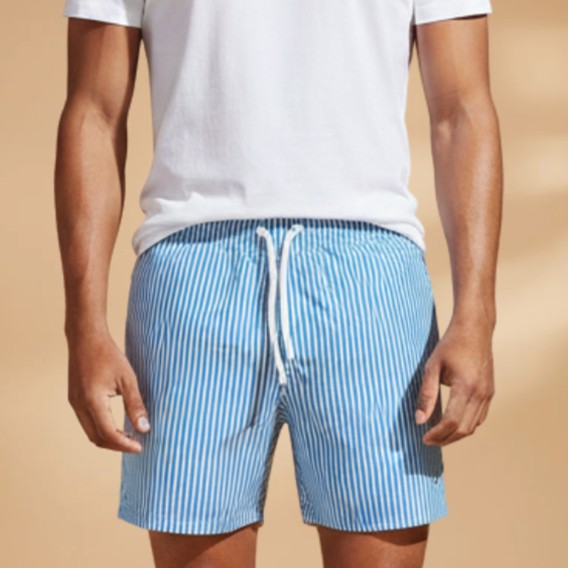 Fresh Striped Board Shorts for Men with Pockets 6