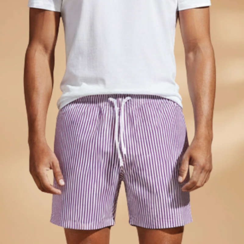 Fresh Striped Board Shorts for Men with Pockets 8