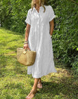 Fresh Striped Midi Women's Dress With Button-Up Front 1