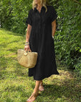 Fresh Striped Midi Women's Dress With Button-Up Front 2