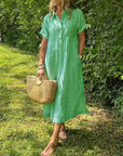 Fresh Striped Midi Women's Dress With Button-Up Front 4