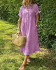 Fresh Striped Midi Women's Dress With Button-Up Front 5