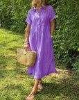 Fresh Striped Midi Women's Dress With Button-Up Front 6