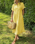 Fresh Striped Midi Women's Dress With Button-Up Front 7