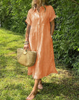 Fresh Striped Midi Women's Dress With Button-Up Front 8