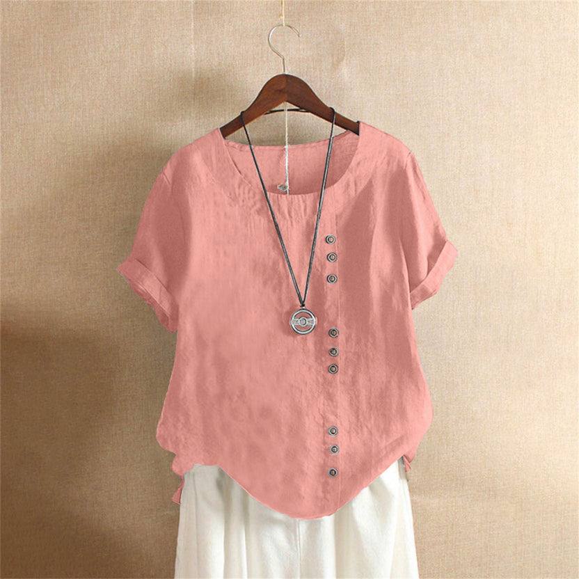 Fresh White Blouse With Short Sleeves For Women 0