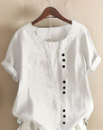 Fresh White Blouse With Short Sleeves For Women 1