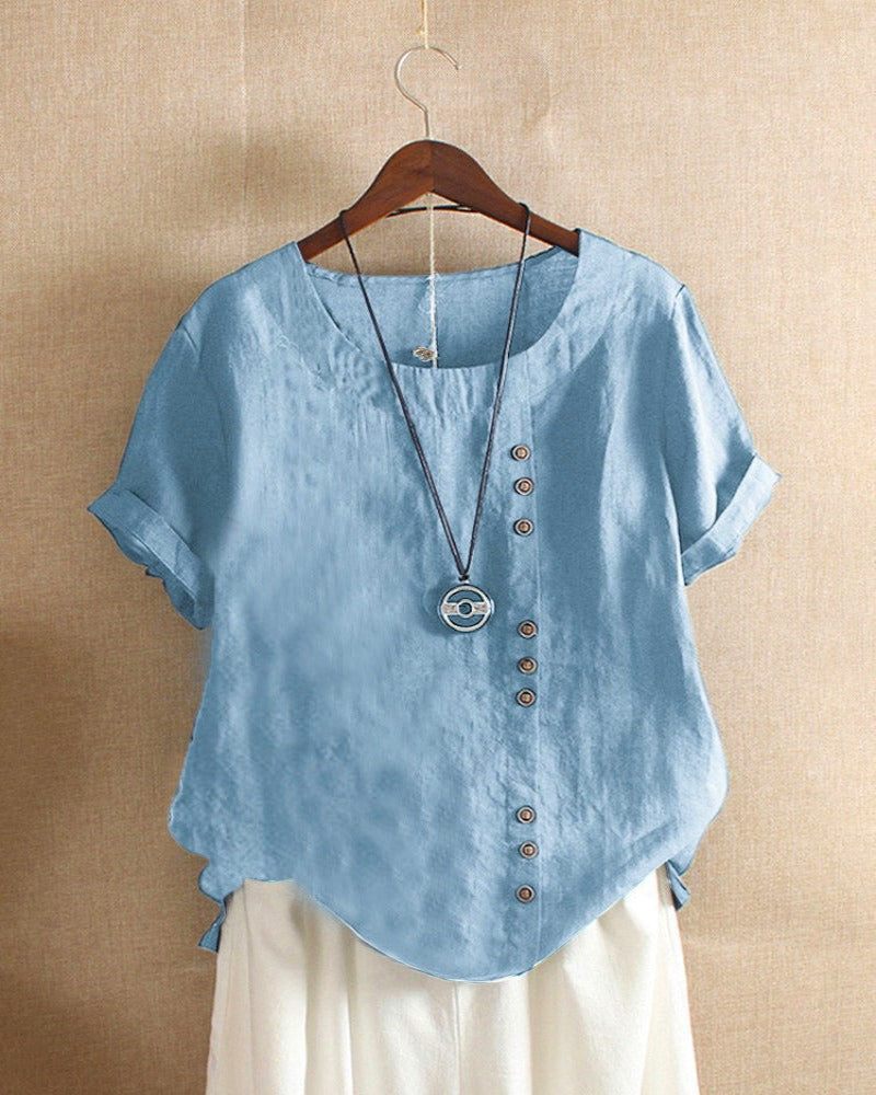 Fresh White Blouse With Short Sleeves For Women 7