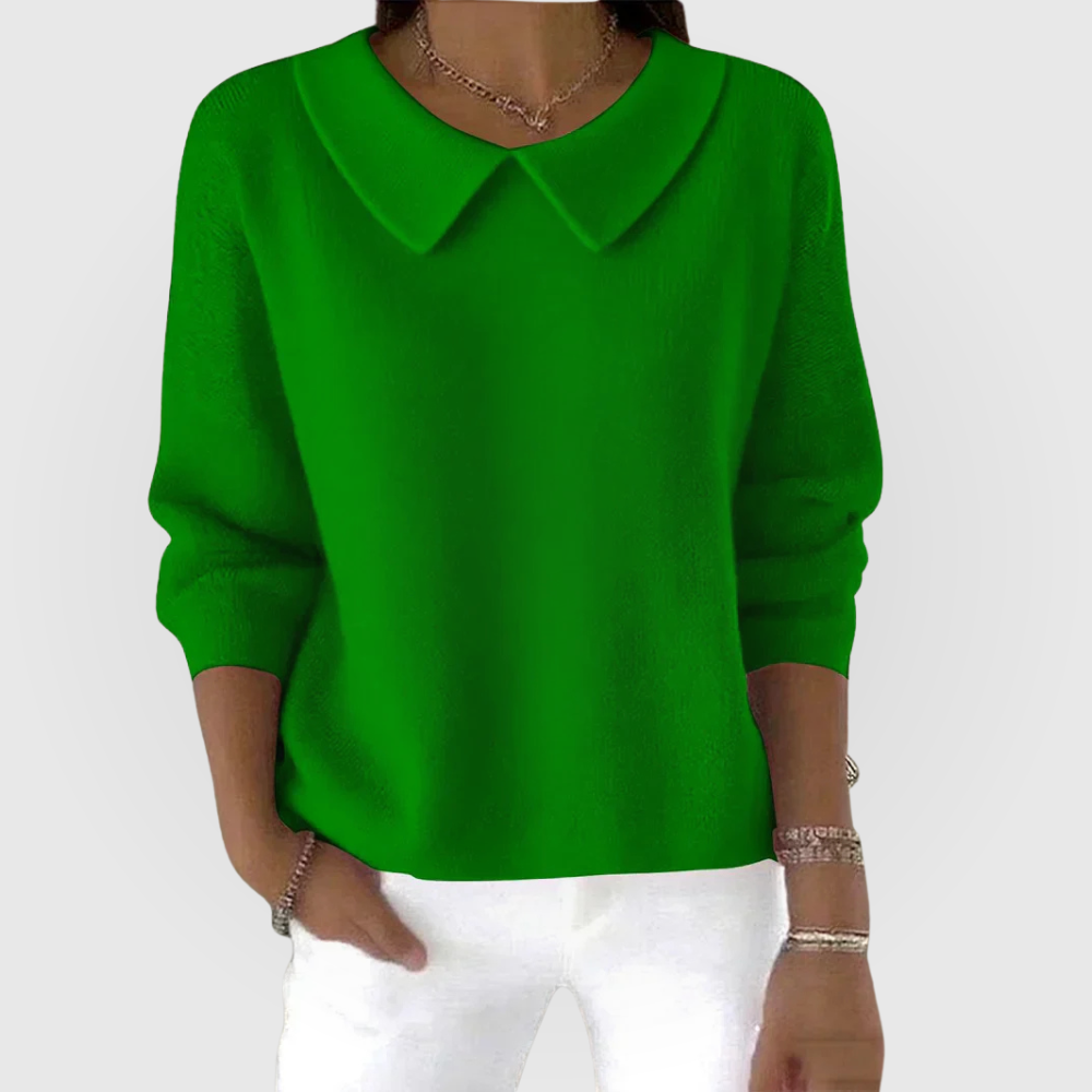 Women's green classic knit jumper with relaxed fit
